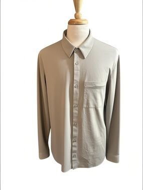 Lululemon Commission Men’s XL  Long Sleeve Shirt ALSC Cafe Light Brown Khaki